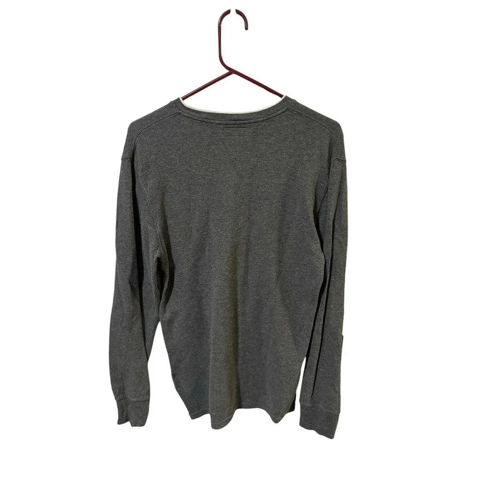 Ralph Lauren Polo Size Medium Men Waffle‎ Weave Long Sleeve Shirt Top Gray